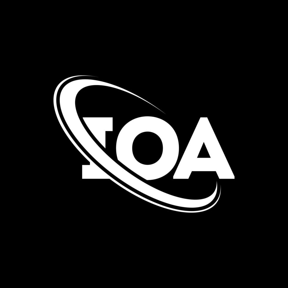 ioa-logo. i.o. brief. ioa brief logo ontwerp. initialen ioa-logo gekoppeld aan cirkel en monogram-logo in hoofdletters. ioa typografie voor technologie, zaken en onroerend goed merk. vector