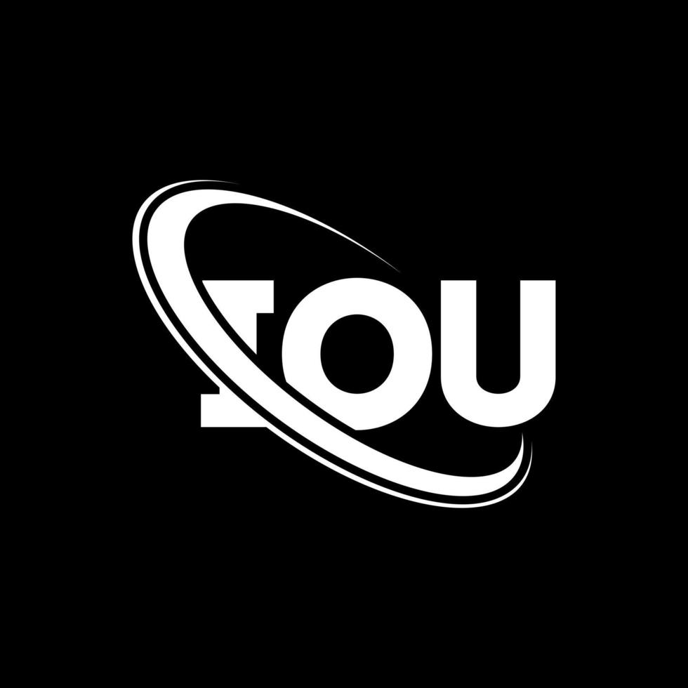 iou-logo. je brief. iou brief logo ontwerp. initialen iou logo gekoppeld aan cirkel en hoofdletter monogram logo. iou typografie voor technologie, zaken en onroerend goed merk. vector