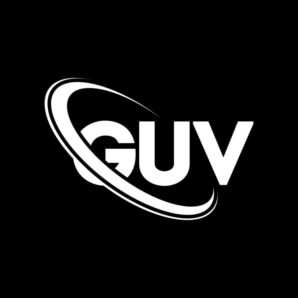 guv-logo. gv brief. Guv brief logo ontwerp. initialen guv-logo gekoppeld aan cirkel en monogram-logo in hoofdletters. guv typografie voor technologie, zaken en onroerend goed merk. vector