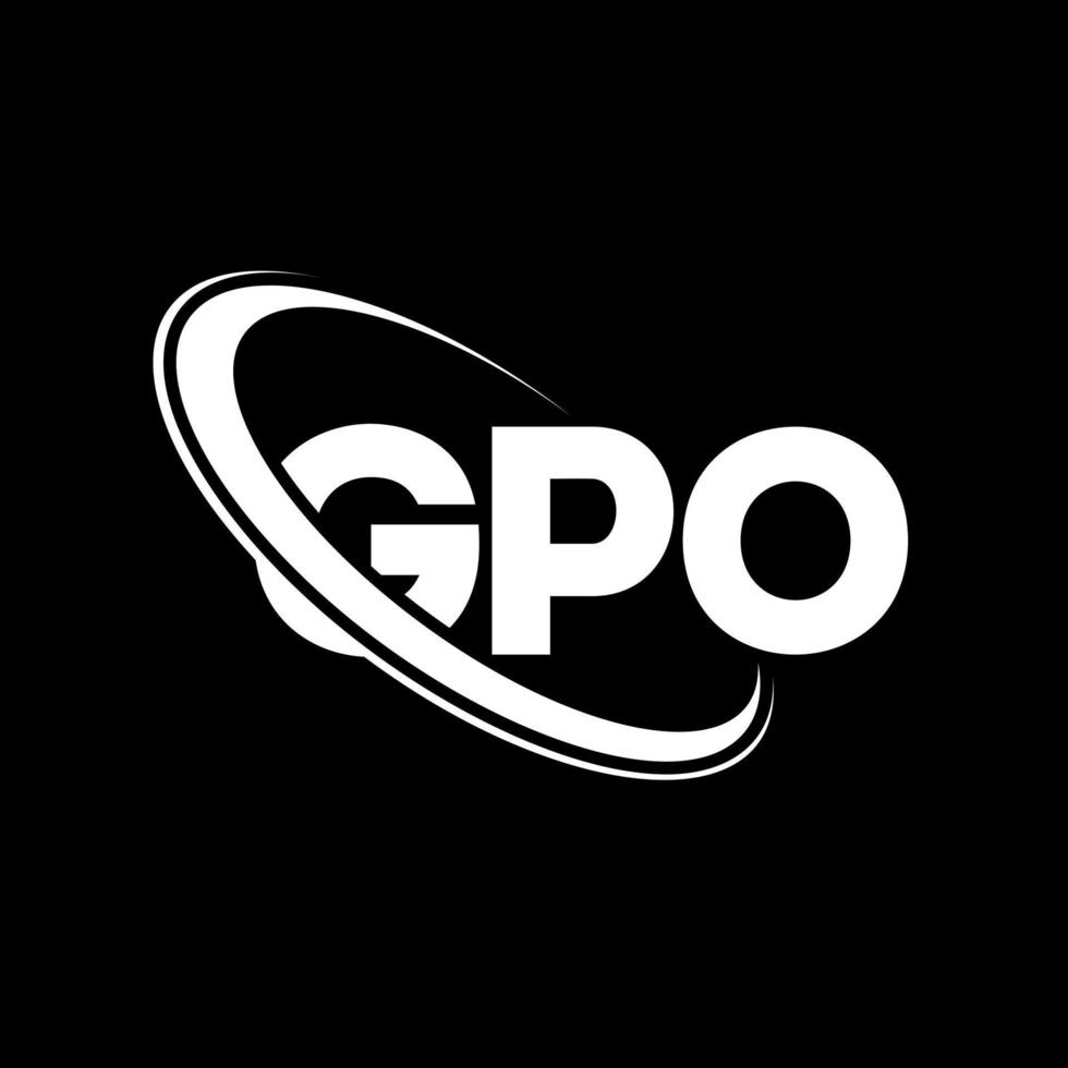 gpo-logo. gpo-brief. gpo brief logo ontwerp. initialen gpo-logo gekoppeld aan cirkel en monogram-logo in hoofdletters. gpo-typografie voor technologie, zaken en onroerend goed merk. vector