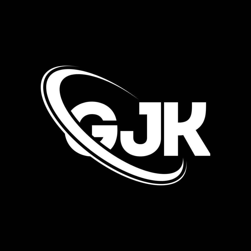 gjk-logo. gjk brief. gjk brief logo ontwerp. initialen gjk-logo gekoppeld aan cirkel en monogram-logo in hoofdletters. gjk typografie voor technologie, zaken en onroerend goed merk. vector