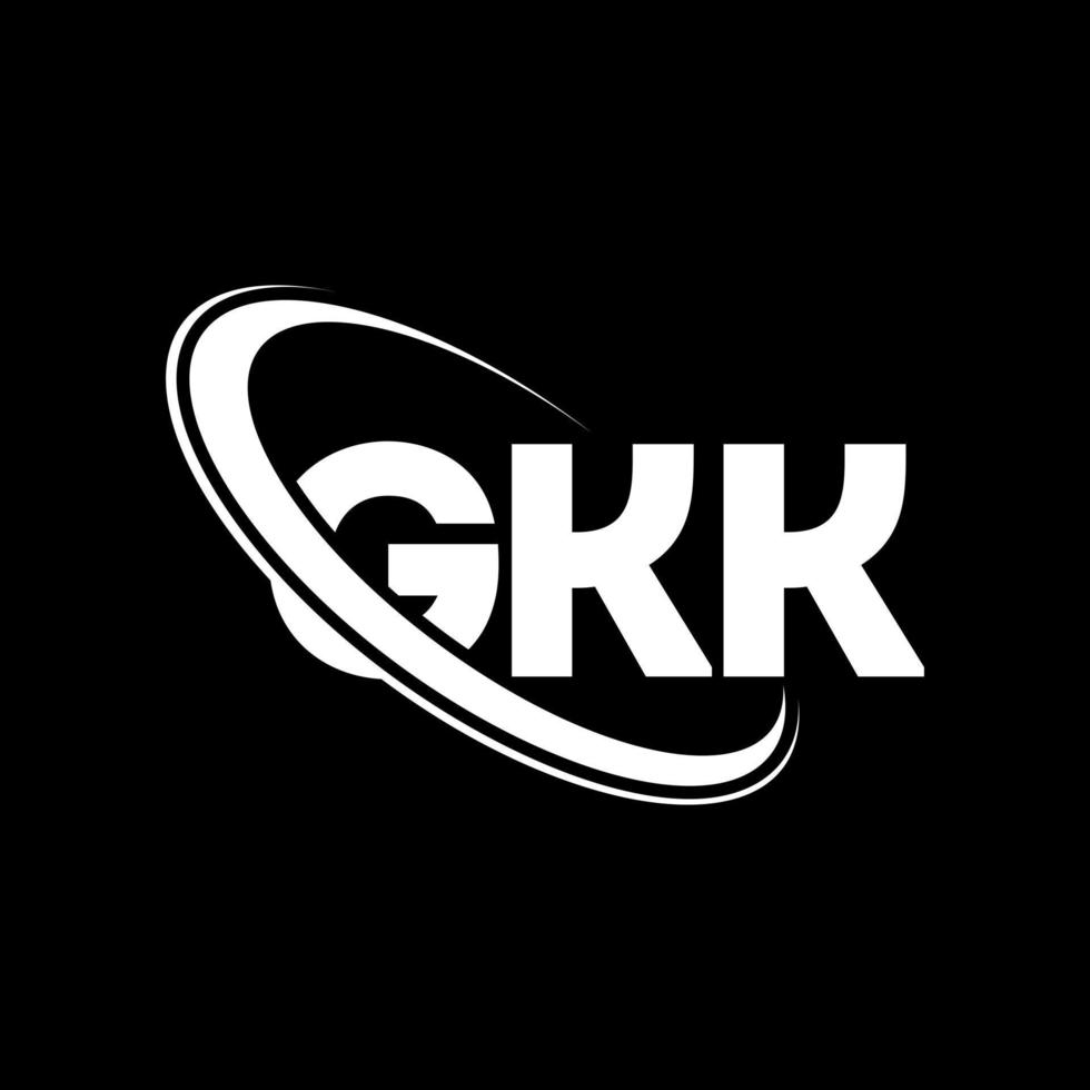 gkk-logo. gk brief. gkk brief logo ontwerp. initialen gkk-logo gekoppeld aan cirkel en monogram-logo in hoofdletters. gkk typografie voor technologie, zaken en onroerend goed merk. vector