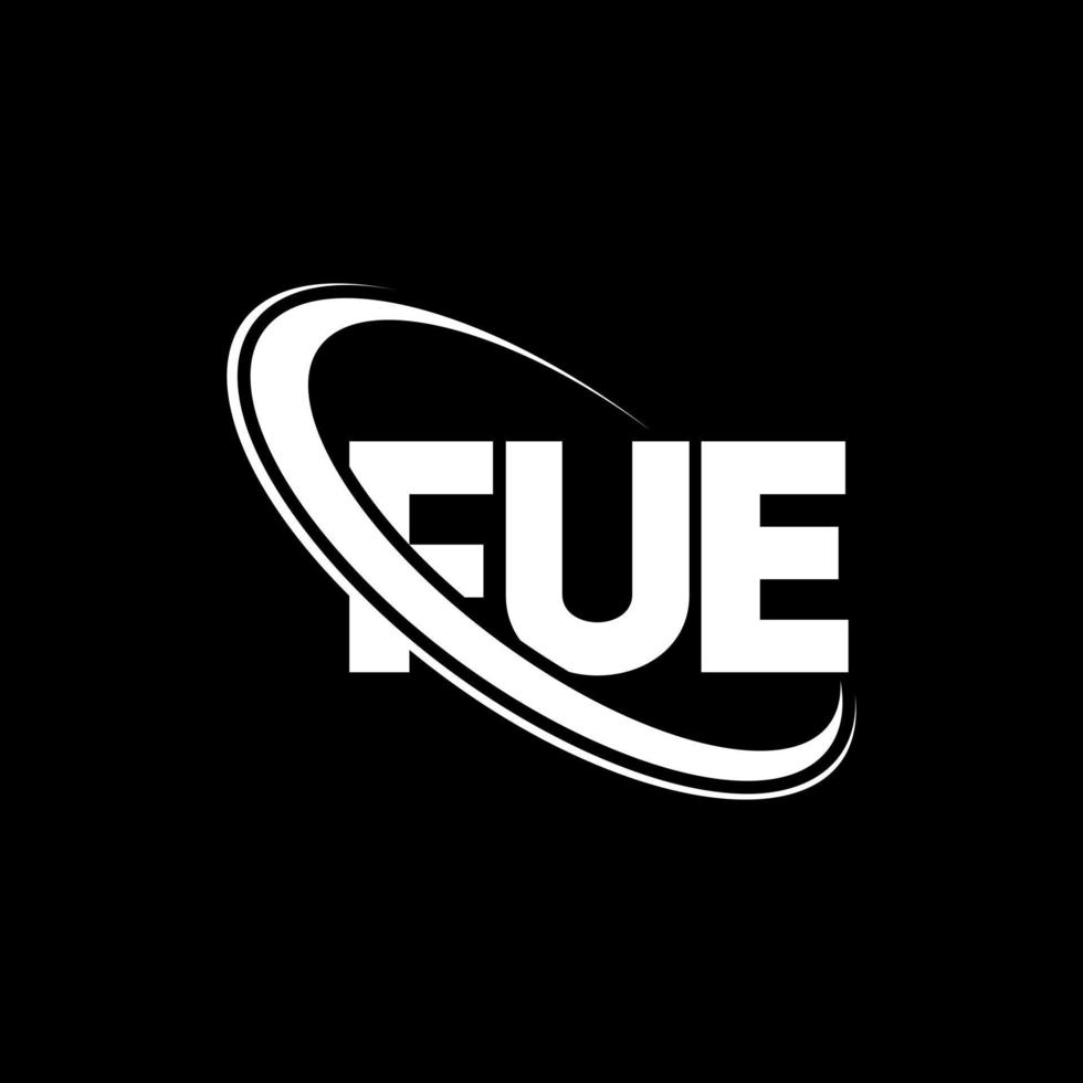 fue-logo. fu brief. fue brief logo ontwerp. initialen fue logo gekoppeld aan cirkel en hoofdletter monogram logo. fue typografie voor technologie, zaken en onroerend goed merk. vector