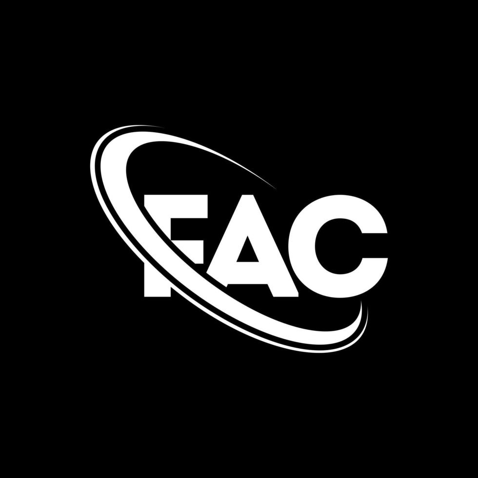 fac-logo. fa brief. fac brief logo ontwerp. initialen fac logo gekoppeld aan cirkel en hoofdletter monogram logo. fac typografie voor technologie, zaken en onroerend goed merk. vector