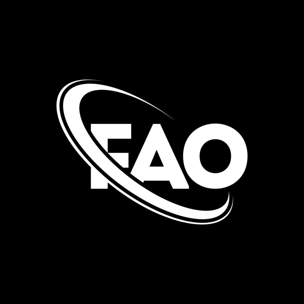 fao-logo. fao brief. fao brief logo ontwerp. initialen fao-logo gekoppeld aan cirkel en monogram-logo in hoofdletters. fao typografie voor technologie, zaken en onroerend goed merk. vector