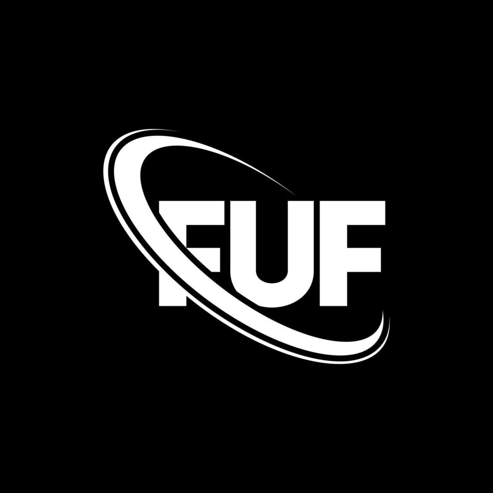 fuf-logo. pff brief. fuf brief logo ontwerp. initialen fuf logo gekoppeld aan cirkel en hoofdletter monogram logo. fuf typografie voor technologie, zaken en onroerend goed merk. vector