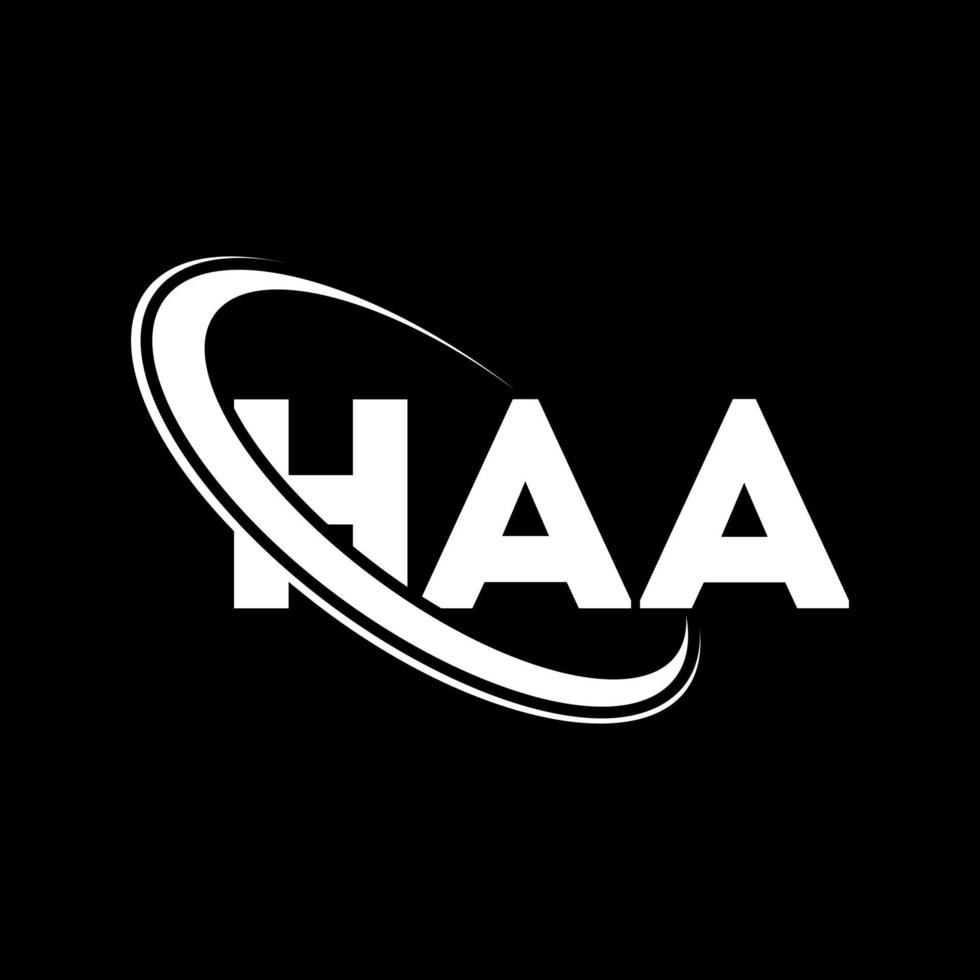 haha logo. haha brief. haa letter logo-ontwerp. initialen haa-logo gekoppeld aan cirkel en monogram-logo in hoofdletters. haa typografie voor technologie, zaken en onroerend goed merk. vector