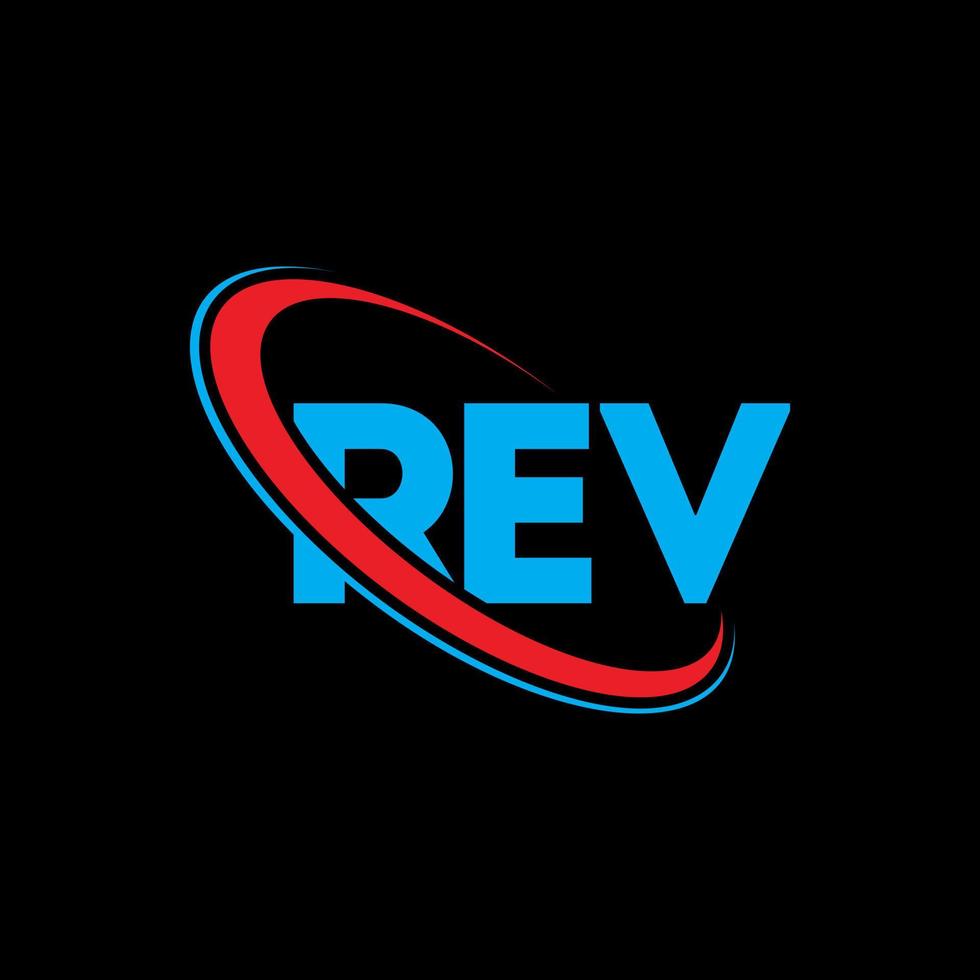 rev-logo. rev brief. rev brief logo ontwerp. initialen rev-logo gekoppeld aan cirkel en monogram-logo in hoofdletters. rev typografie voor technologie, business en onroerend goed merk. vector