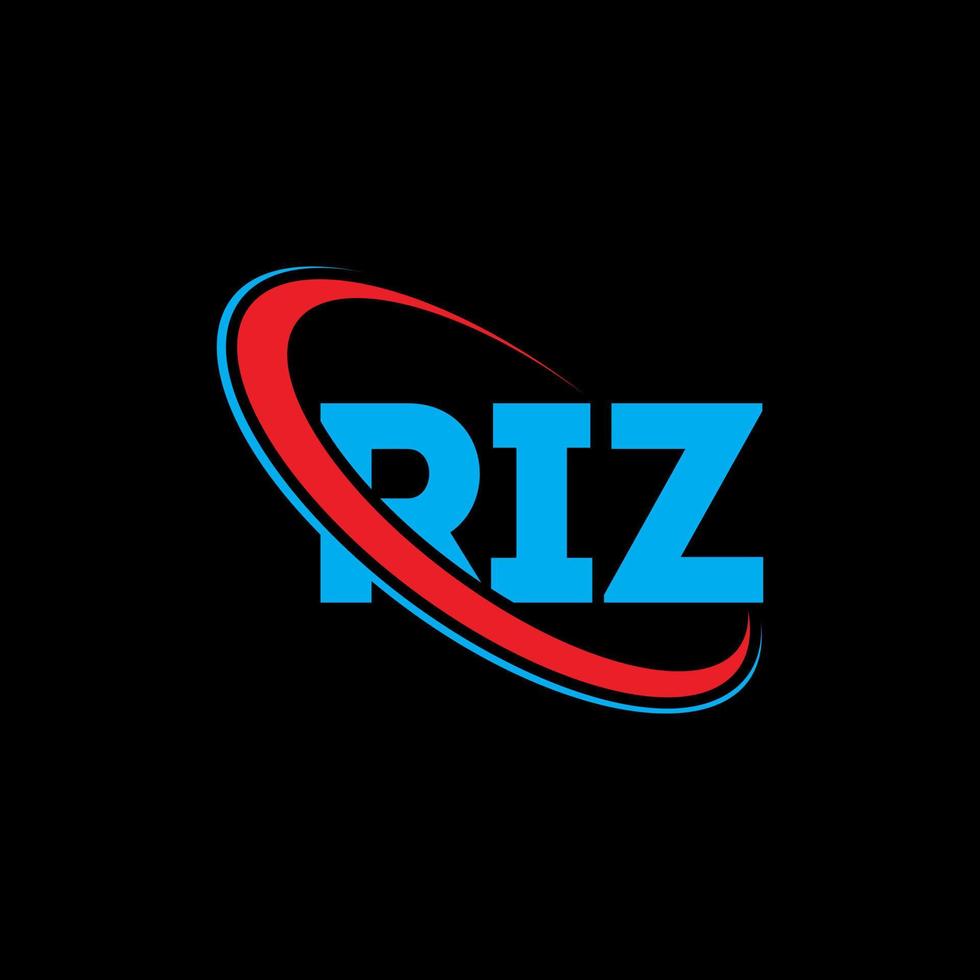 riz-logo. riz brief. riz brief logo ontwerp. initialen riz logo gekoppeld aan cirkel en hoofdletter monogram logo. riz typografie voor technologie, zaken en onroerend goed merk. vector