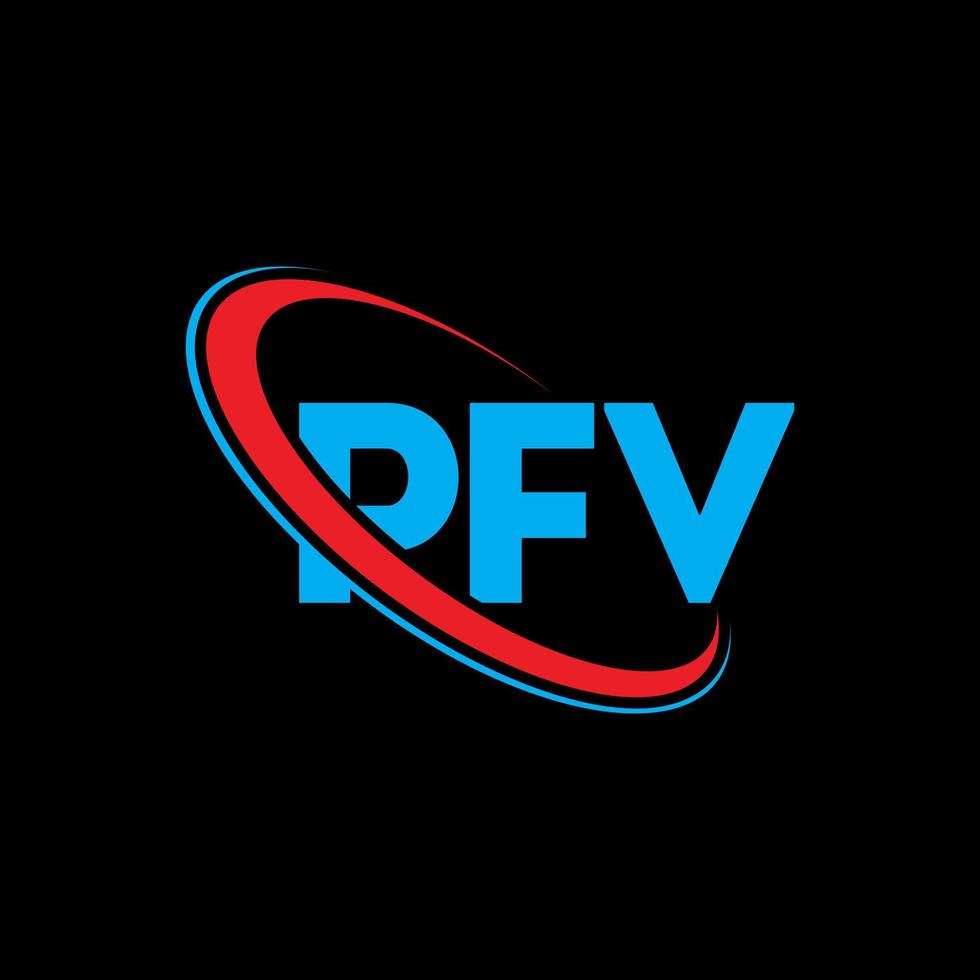 pfv-logo. pff brief. pfv brief logo ontwerp. initialen pfv-logo gekoppeld aan cirkel en monogram-logo in hoofdletters. pfv typografie voor technologie, zaken en onroerend goed merk. vector