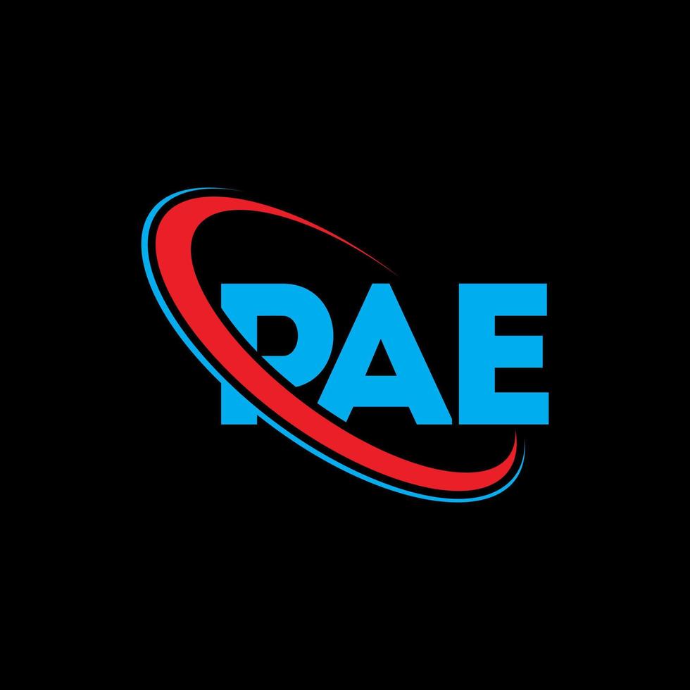 pae-logo. pae brief. pae brief logo ontwerp. initialen pae logo gekoppeld aan cirkel en hoofdletter monogram logo. pae typografie voor technologie, business en onroerend goed merk. vector