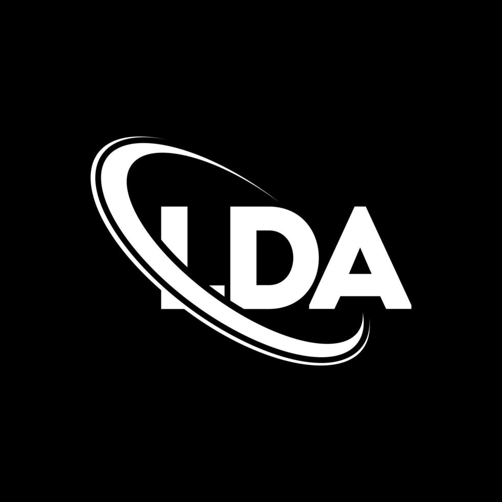 lda-logo. lda brief. lda brief logo ontwerp. initialen lda-logo gekoppeld aan cirkel en monogram-logo in hoofdletters. lda typografie voor technologie, zaken en onroerend goed merk. vector