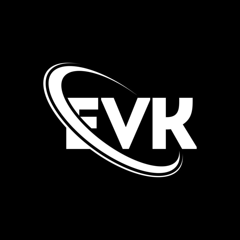 evk-logo. ev brief. evk brief logo ontwerp. initialen evk logo gekoppeld aan cirkel en hoofdletter monogram logo. evk typografie voor technologie, zaken en onroerend goed merk. vector