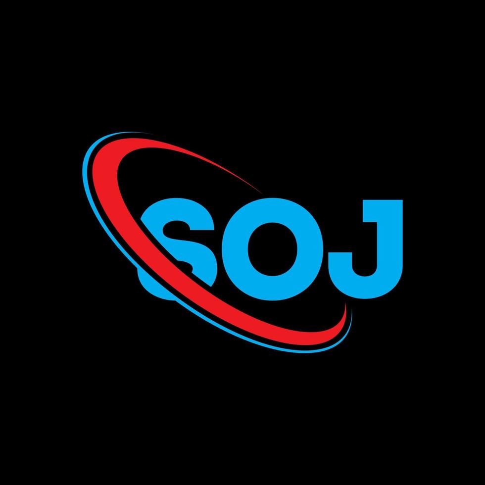 soj-logo. soj brief. soj brief logo ontwerp. initialen soj logo gekoppeld aan cirkel en hoofdletter monogram logo. soj typografie voor technologie, zaken en onroerend goed merk. vector