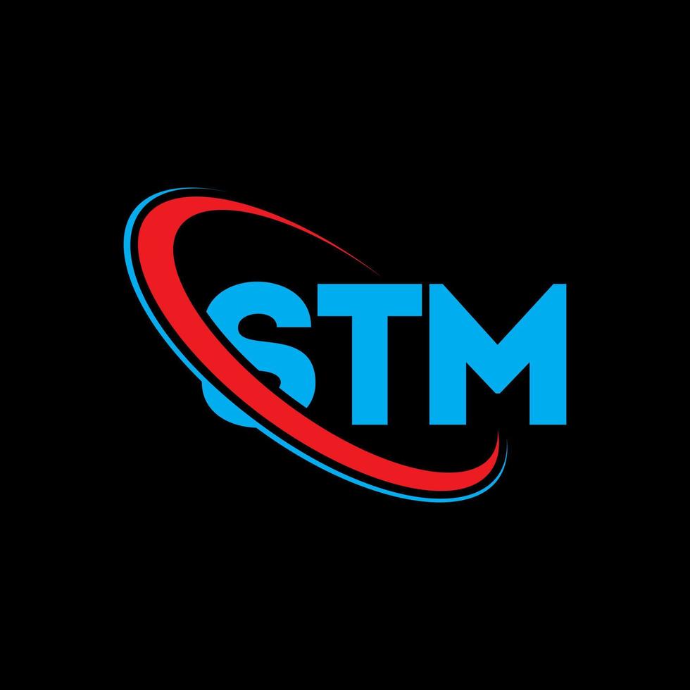 stm-logo. stm brief. stm brief logo ontwerp. initialen stm logo gekoppeld aan cirkel en hoofdletter monogram logo. stm typografie voor technologie, business en onroerend goed merk. vector