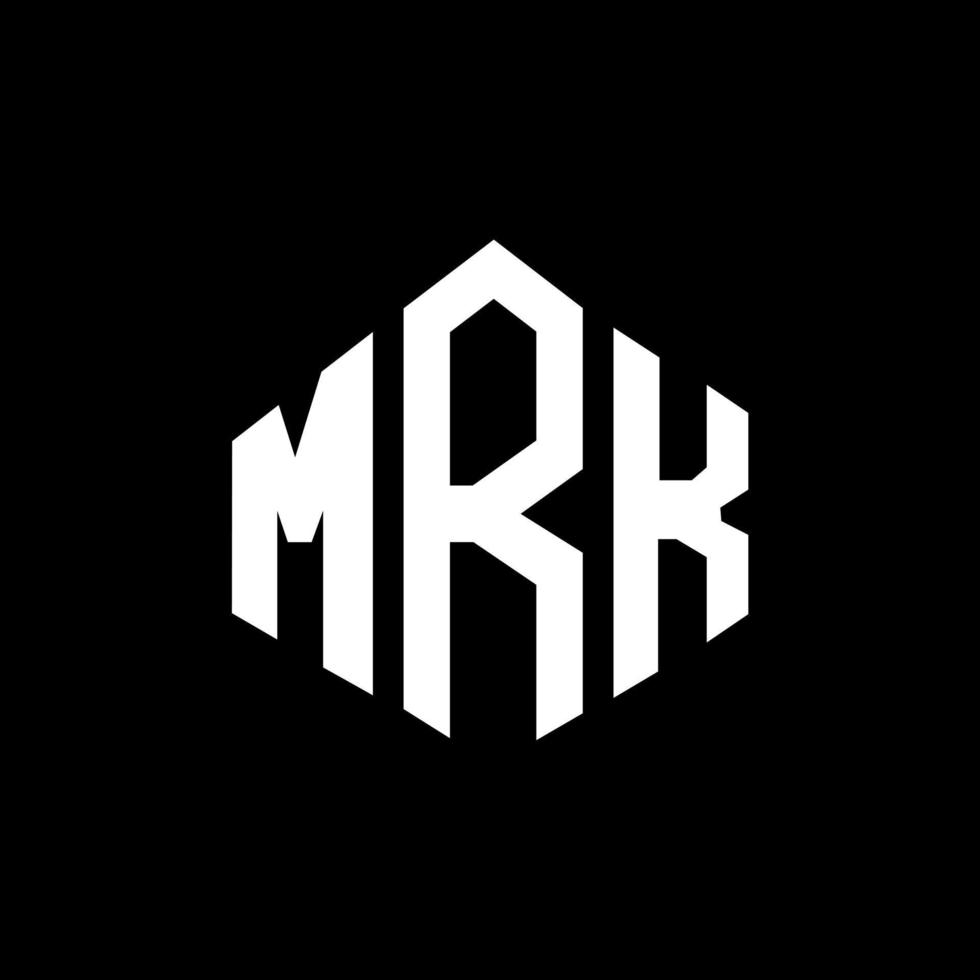 mrk letter logo-ontwerp met veelhoekvorm. mrk veelhoek en kubusvorm logo-ontwerp. mrk zeshoek vector logo sjabloon witte en zwarte kleuren. mrk-monogram, bedrijfs- en onroerendgoedlogo.