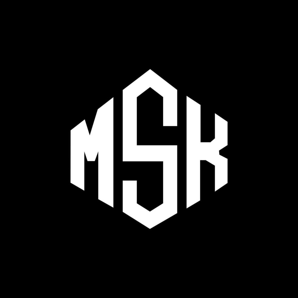 msk letter logo-ontwerp met veelhoekvorm. msk veelhoek en kubusvorm logo-ontwerp. msk zeshoek vector logo sjabloon witte en zwarte kleuren. msk-monogram, bedrijfs- en onroerendgoedlogo.