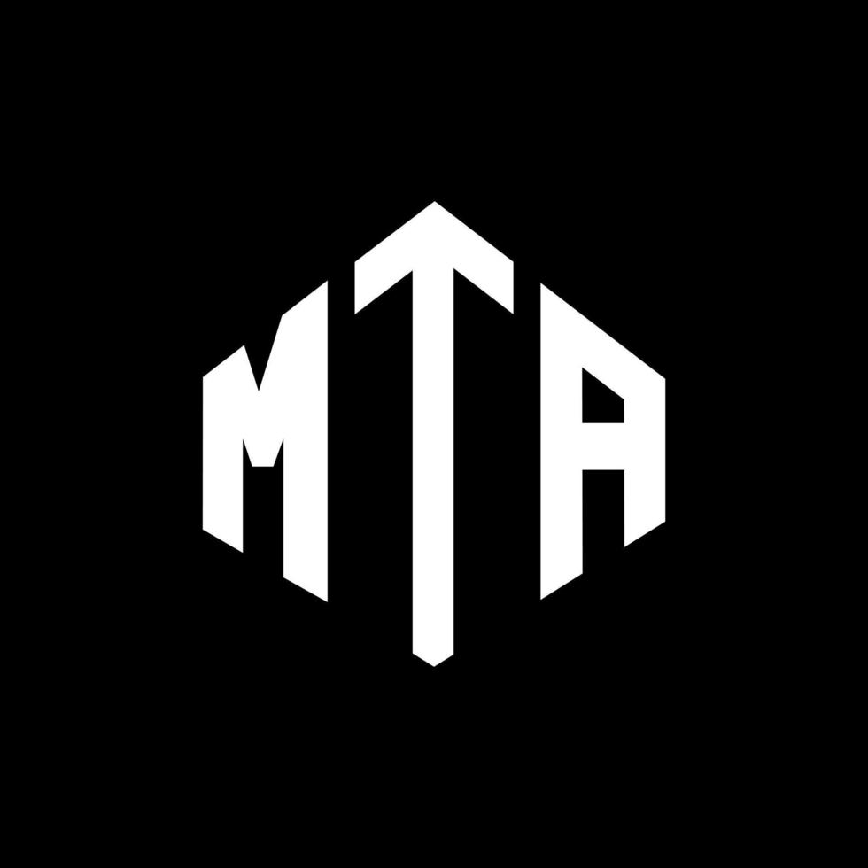 mta letter logo-ontwerp met veelhoekvorm. mta veelhoek en kubusvorm logo-ontwerp. mta zeshoek vector logo sjabloon witte en zwarte kleuren. mta-monogram, bedrijfs- en onroerendgoedlogo.