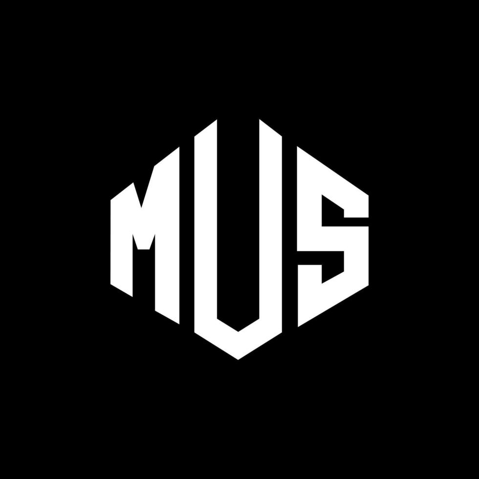 mus letter logo-ontwerp met veelhoekvorm. mus veelhoek en kubusvorm logo-ontwerp. mus zeshoek vector logo sjabloon witte en zwarte kleuren. mus monogram, business en onroerend goed logo.