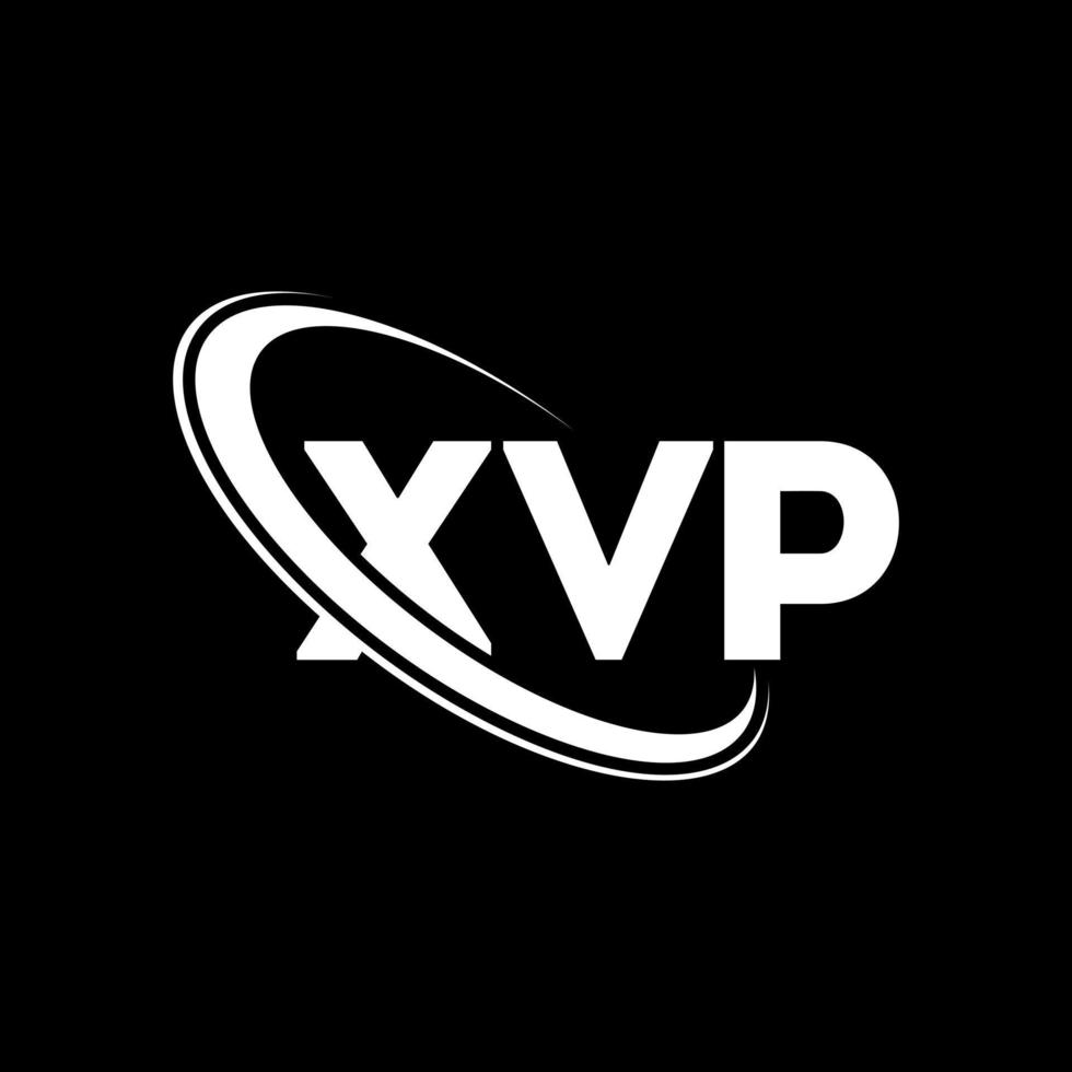 xvp-logo. xvp brief. xvp brief logo ontwerp. initialen xvp-logo gekoppeld aan cirkel en monogram-logo in hoofdletters. xvp-typografie voor technologie, zaken en onroerend goed merk. vector