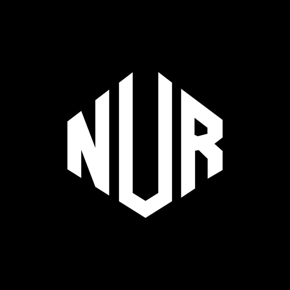 nur letter logo-ontwerp met veelhoekvorm. nur veelhoek en kubusvorm logo-ontwerp. nur zeshoek vector logo sjabloon witte en zwarte kleuren. nur monogram, business en onroerend goed logo.