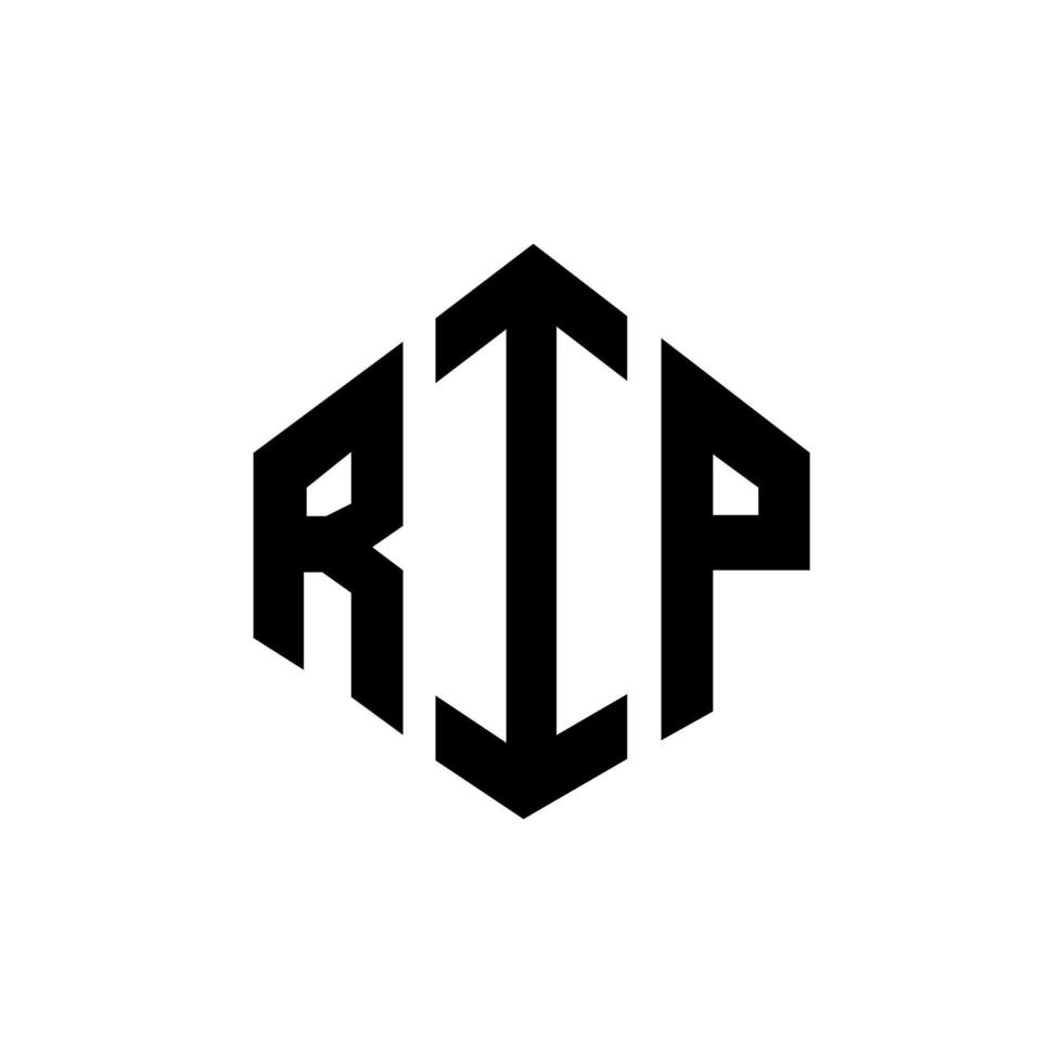 rip letter logo-ontwerp met veelhoekvorm. rip veelhoek en kubusvorm logo-ontwerp. rip zeshoek vector logo sjabloon witte en zwarte kleuren. rip monogram, business en onroerend goed logo.