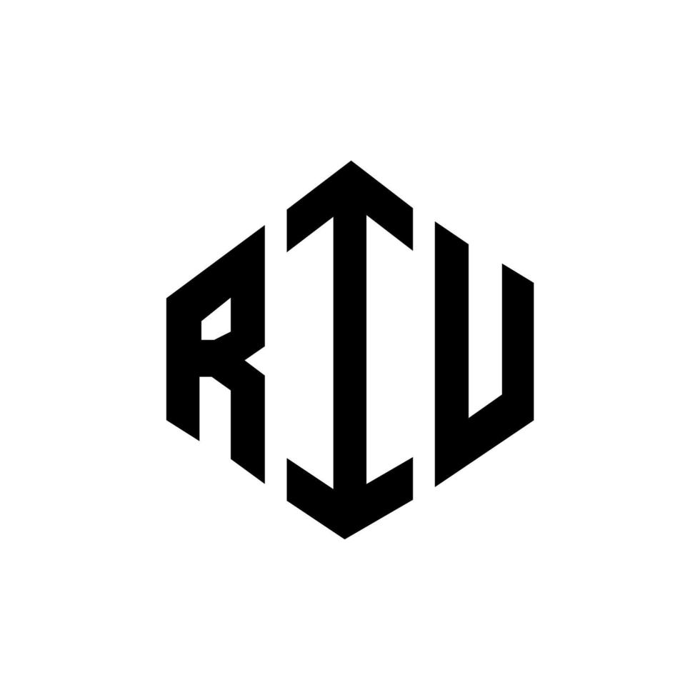 riu letter logo-ontwerp met veelhoekvorm. riu veelhoek en kubusvorm logo-ontwerp. riu zeshoek vector logo sjabloon witte en zwarte kleuren. riu-monogram, bedrijfs- en onroerendgoedlogo.