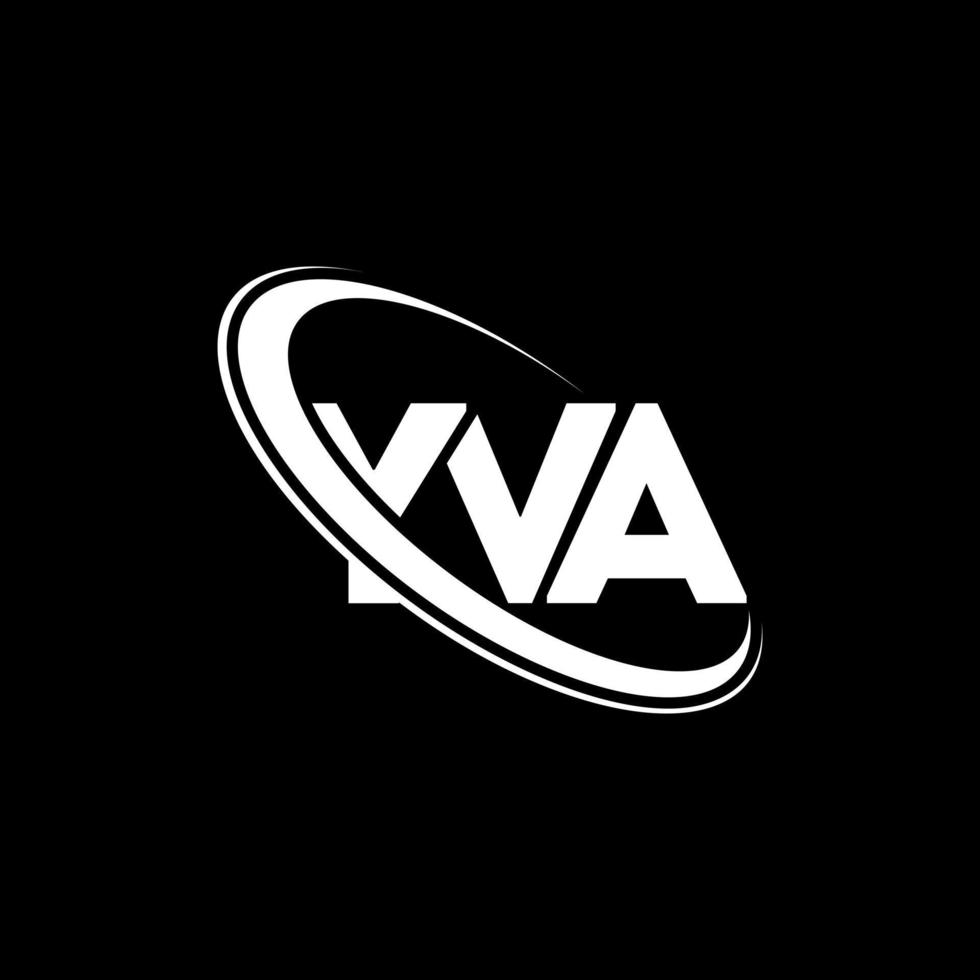 yva-logo. yva brief. yva brief logo ontwerp. initialen yva-logo gekoppeld aan cirkel en monogram-logo in hoofdletters. yva typografie voor technologie, zaken en onroerend goed merk. vector