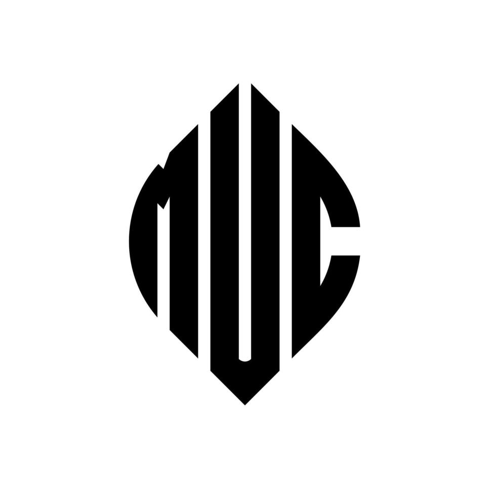 muc cirkel letter logo ontwerp met cirkel en ellipsvorm. muc ellips letters met typografische stijl. de drie initialen vormen een cirkellogo. muc cirkel embleem abstracte monogram brief mark vector. vector