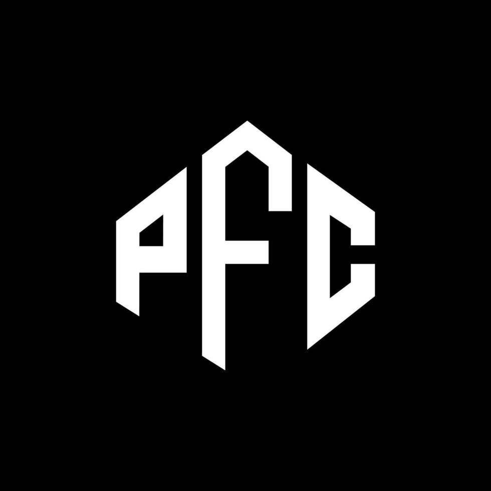 pfc letter logo-ontwerp met veelhoekvorm. pfc veelhoek en kubusvorm logo-ontwerp. pfc zeshoek vector logo sjabloon witte en zwarte kleuren. pfc-monogram, bedrijfs- en onroerendgoedlogo.