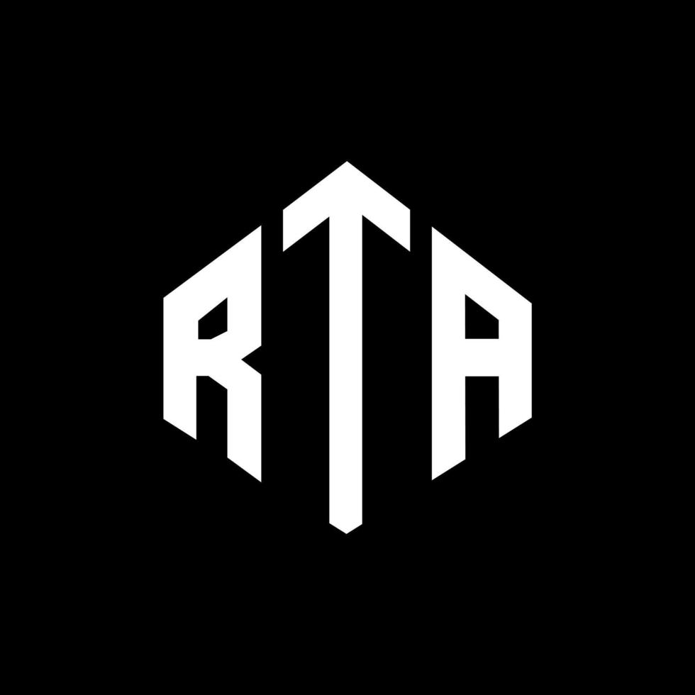 rta letter logo-ontwerp met veelhoekvorm. rta veelhoek en kubusvorm logo-ontwerp. rta zeshoek vector logo sjabloon witte en zwarte kleuren. rta-monogram, bedrijfs- en onroerendgoedlogo.