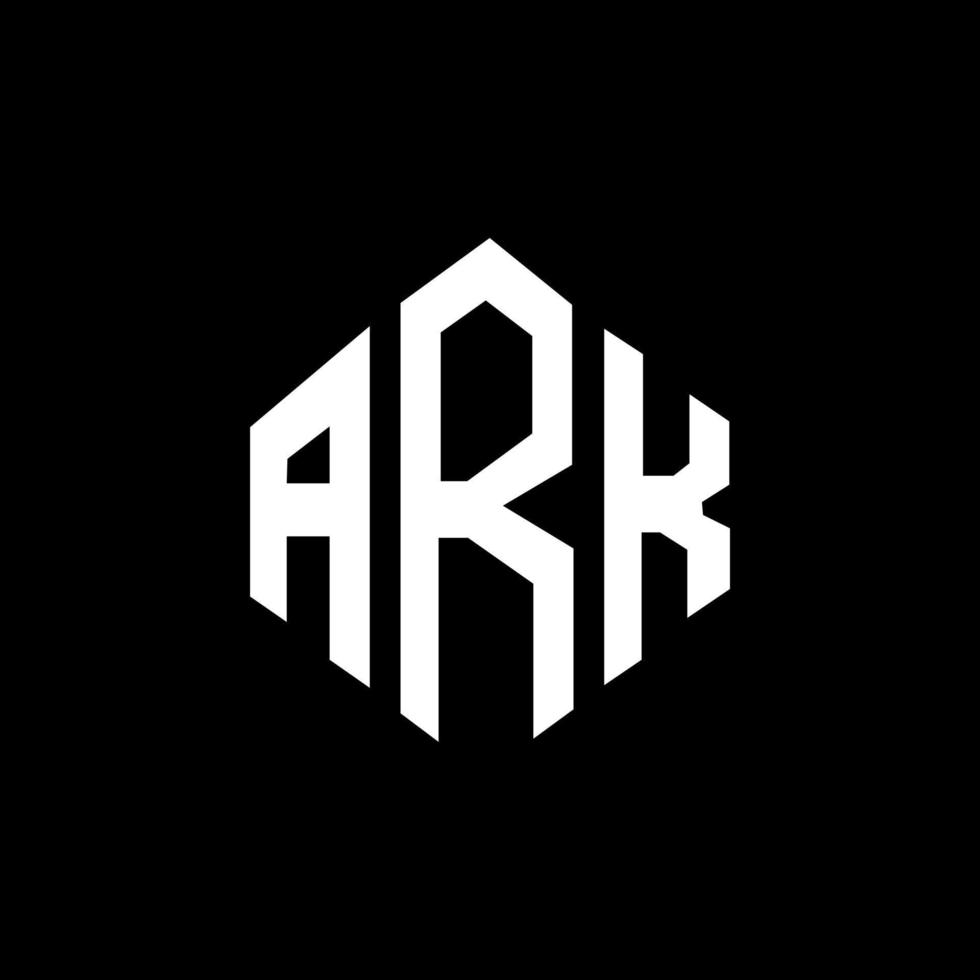 ark letter logo-ontwerp met veelhoekvorm. ark veelhoek en kubusvorm logo-ontwerp. ark zeshoek vector logo sjabloon witte en zwarte kleuren. ark monogram, business en onroerend goed logo.