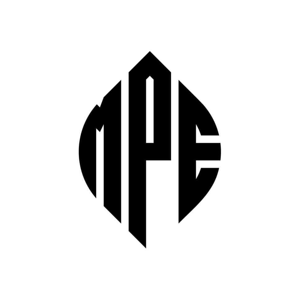 mpe cirkel letter logo ontwerp met cirkel en ellipsvorm. mpe ellipsletters met typografische stijl. de drie initialen vormen een cirkellogo. mpe cirkel embleem abstracte monogram brief mark vector. vector