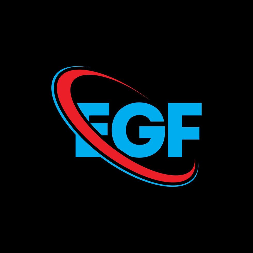 egf-logo. bv brief. egf brief logo ontwerp. initialen egf-logo gekoppeld aan cirkel en monogram-logo in hoofdletters. egf typografie voor technologie, zaken en onroerend goed merk. vector