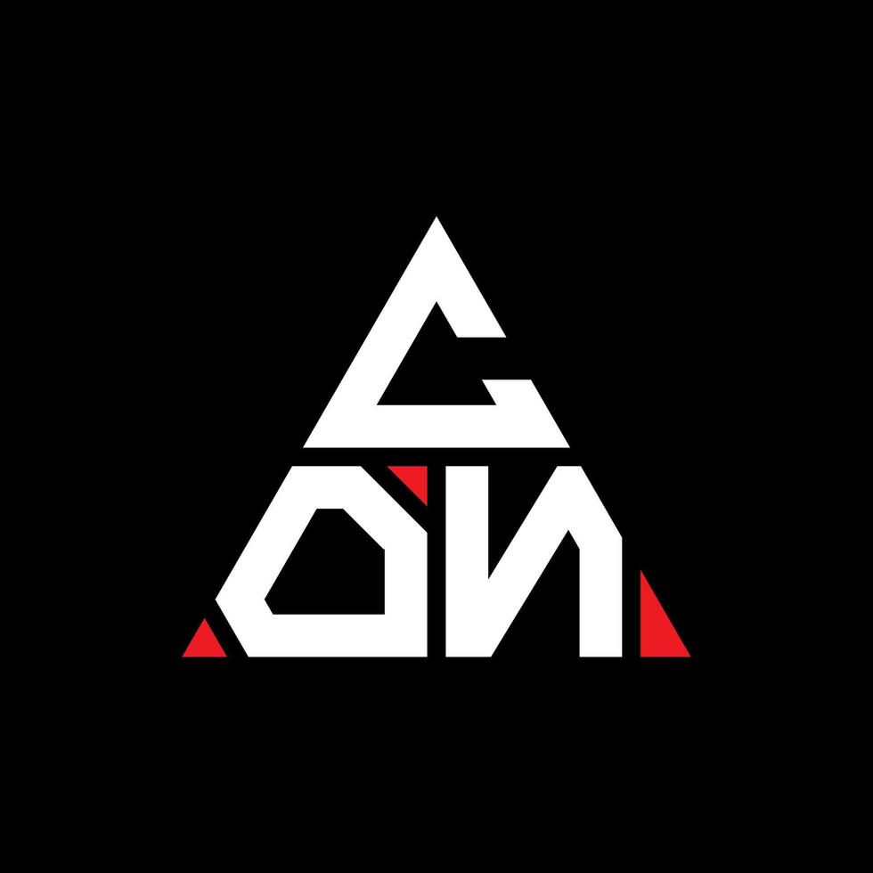 con driehoek brief logo ontwerp met driehoekige vorm. con driehoek logo ontwerp monogram. con driehoek vector logo sjabloon met rode kleur. con driehoekig logo eenvoudig, elegant en luxueus logo.