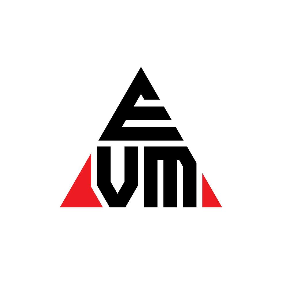 evm driehoek brief logo ontwerp met driehoekige vorm. evm driehoek logo ontwerp monogram. evm driehoek vector logo sjabloon met rode kleur. evm driehoekig logo eenvoudig, elegant en luxueus logo.