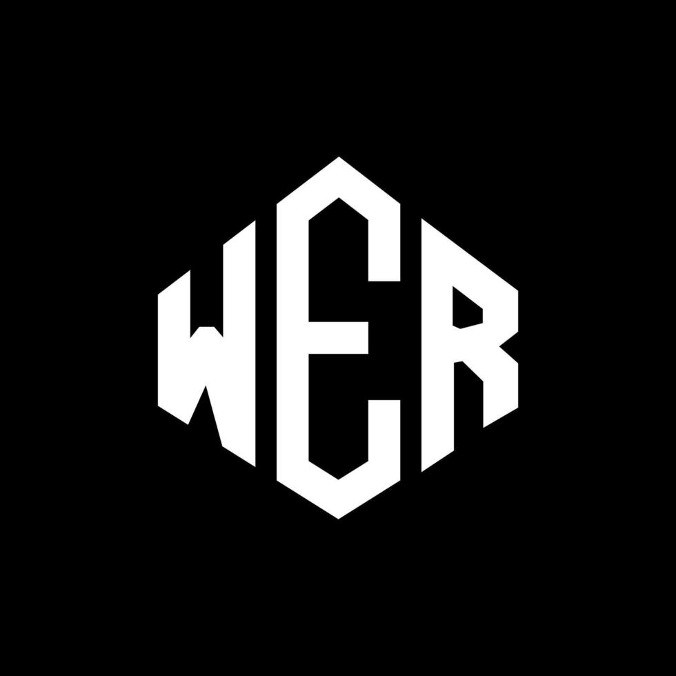 wer letter logo-ontwerp met veelhoekvorm. wer veelhoek en kubusvorm logo-ontwerp. wer zeshoek vector logo sjabloon witte en zwarte kleuren. wer monogram, business en onroerend goed logo.