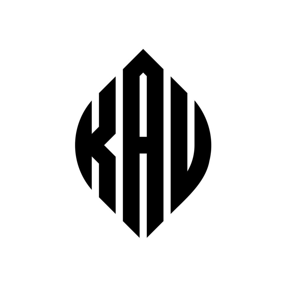 kau cirkel letter logo ontwerp met cirkel en ellipsvorm. kau ellipsletters met typografische stijl. de drie initialen vormen een cirkellogo. kau cirkel embleem abstracte monogram brief mark vector. vector