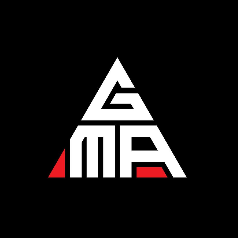 gma driehoek brief logo ontwerp met driehoekige vorm. gma driehoek logo ontwerp monogram. gma driehoek vector logo sjabloon met rode kleur. gma driehoekig logo eenvoudig, elegant en luxueus logo.