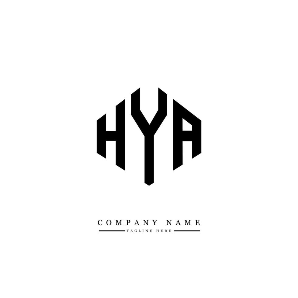 hya letter logo-ontwerp met veelhoekvorm. hya veelhoek en kubusvorm logo-ontwerp. hya zeshoek vector logo sjabloon witte en zwarte kleuren. hya-monogram, bedrijfs- en onroerendgoedlogo.