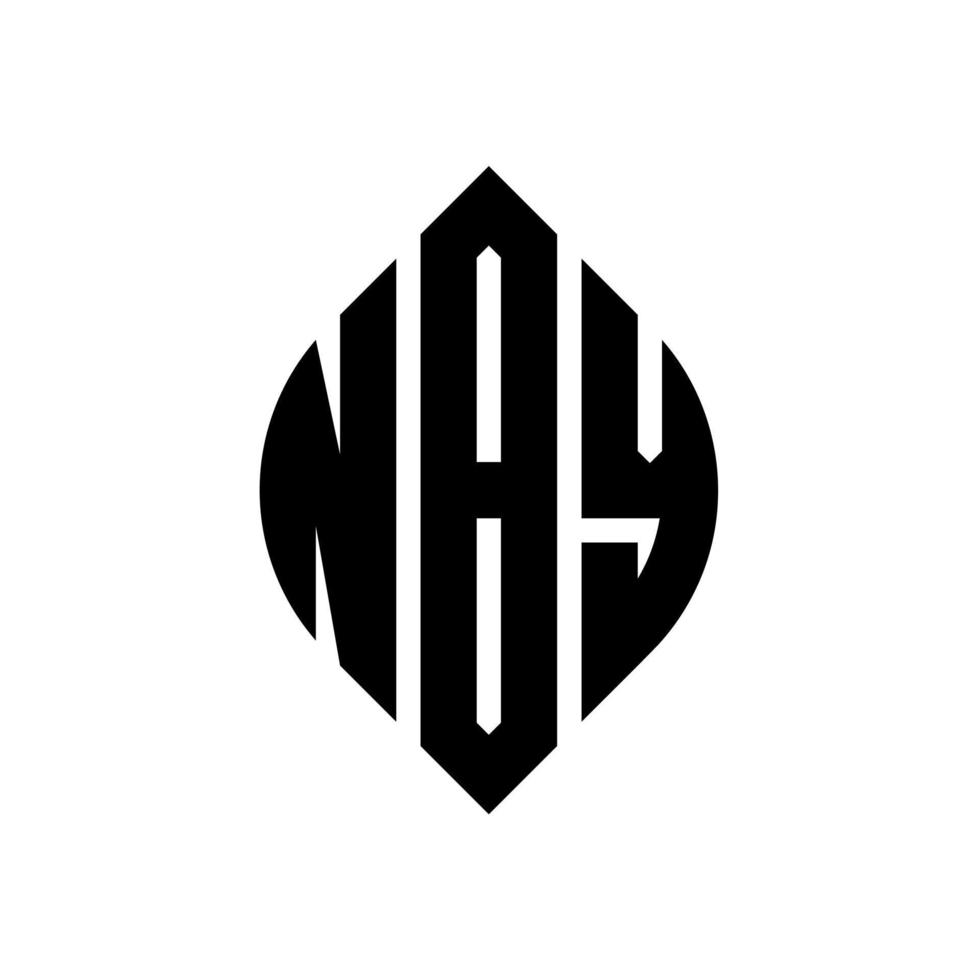 nby cirkel letter logo-ontwerp met cirkel en ellipsvorm. nby ellipsletters met typografische stijl. de drie initialen vormen een cirkellogo. nby cirkel embleem abstracte monogram brief mark vector. vector