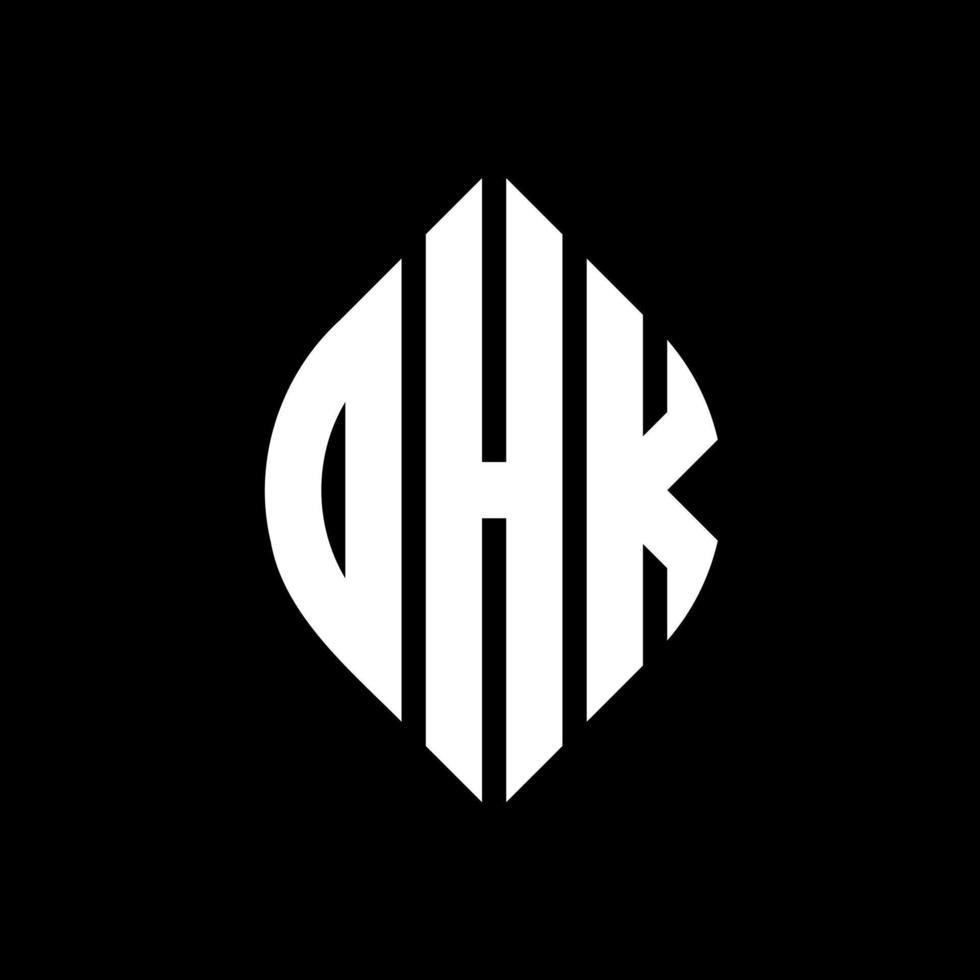 ohk cirkel letter logo-ontwerp met cirkel en ellipsvorm. ohk ellipsletters met typografische stijl. de drie initialen vormen een cirkellogo. ohk cirkel embleem abstracte monogram brief mark vector. vector