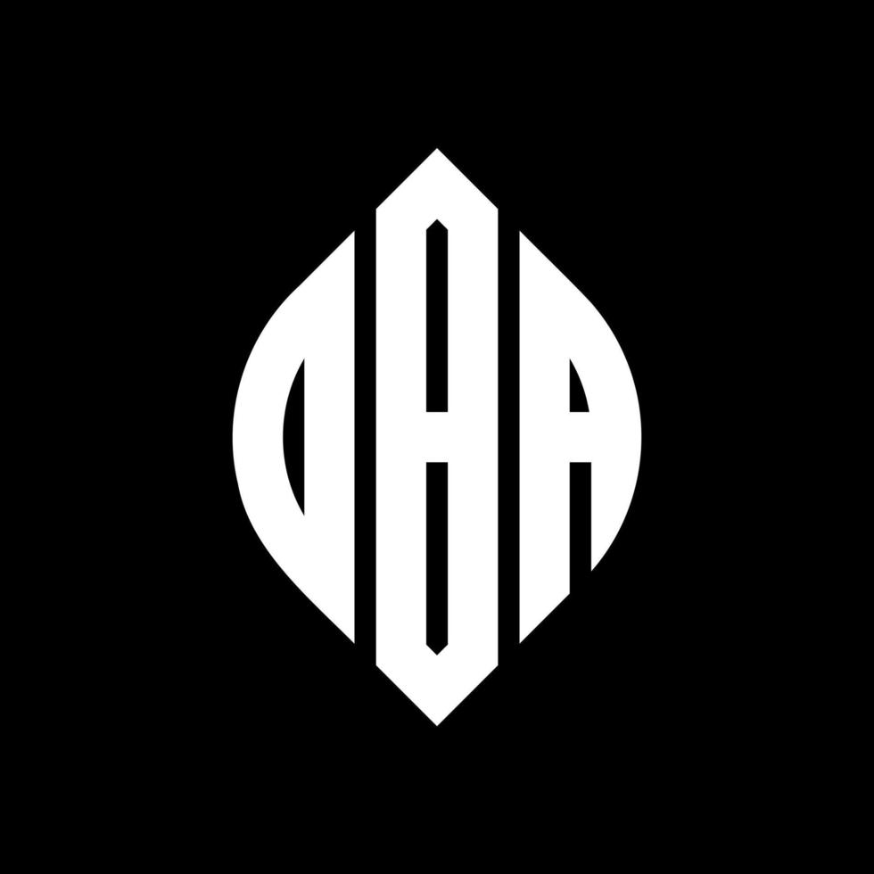 oba cirkel letter logo ontwerp met cirkel en ellipsvorm. oba ellips letters met typografische stijl. de drie initialen vormen een cirkellogo. oba cirkel embleem abstracte monogram brief mark vector. vector