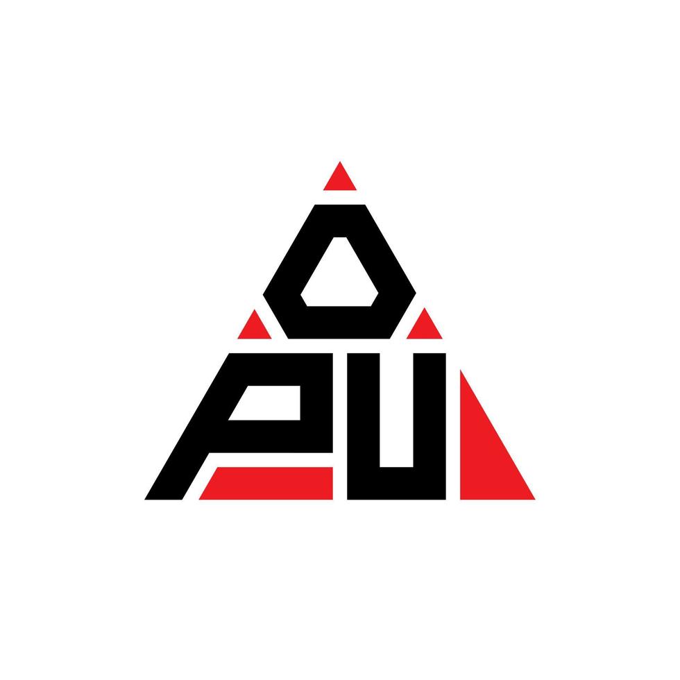 opu driehoek brief logo ontwerp met driehoekige vorm. opu driehoek logo ontwerp monogram. opu driehoek vector logo sjabloon met rode kleur. opu driehoekig logo eenvoudig, elegant en luxueus logo.