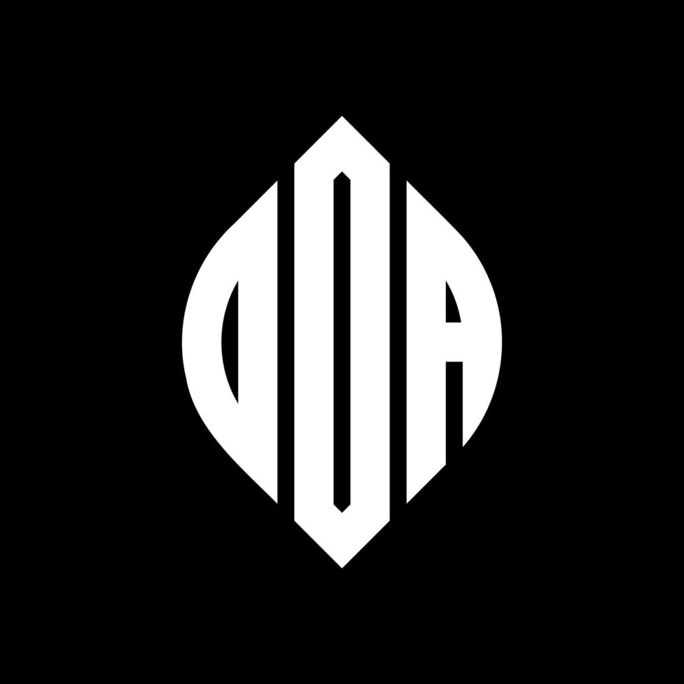 oda cirkel letter logo-ontwerp met cirkel en ellipsvorm. oda ellipsletters met typografische stijl. de drie initialen vormen een cirkellogo. oda cirkel embleem abstracte monogram brief mark vector. vector