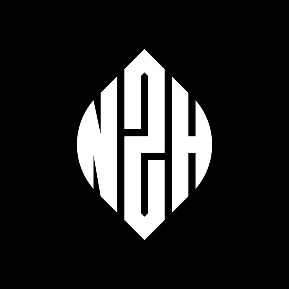 nzh cirkel letter logo-ontwerp met cirkel en ellipsvorm. nzh ellipsletters met typografische stijl. de drie initialen vormen een cirkellogo. nzh cirkel embleem abstracte monogram brief mark vector. vector