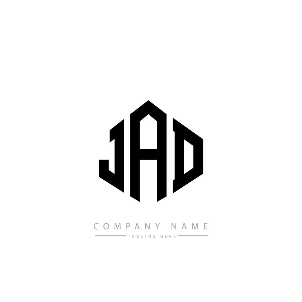 jad letter logo-ontwerp met veelhoekvorm. jad veelhoek en kubusvorm logo-ontwerp. jad zeshoek vector logo sjabloon witte en zwarte kleuren. jad monogram, business en onroerend goed logo.