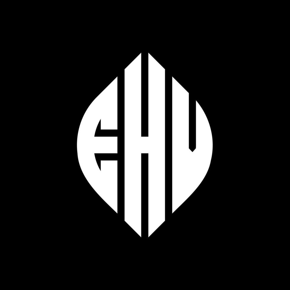 ehv cirkel letter logo ontwerp met cirkel en ellipsvorm. ehv ellipsletters met typografische stijl. de drie initialen vormen een cirkellogo. ehv cirkel embleem abstracte monogram brief mark vector. vector