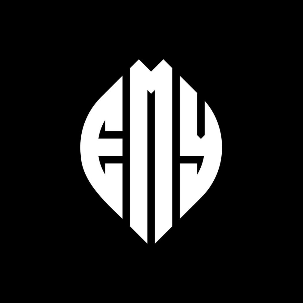 emy cirkel letter logo-ontwerp met cirkel en ellipsvorm. emy ellipsletters met typografische stijl. de drie initialen vormen een cirkellogo. emy cirkel embleem abstracte monogram brief mark vector. vector