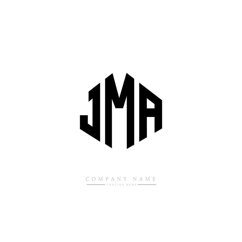 jma letter logo-ontwerp met veelhoekvorm. jma veelhoek en kubusvorm logo-ontwerp. jma zeshoek vector logo sjabloon witte en zwarte kleuren. jma monogram, business en onroerend goed logo.